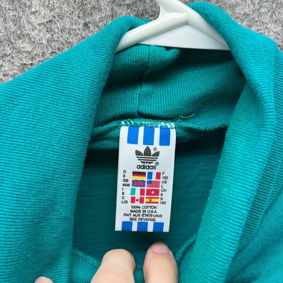 Vintage Adidas Sweater Mens Large Teal Blue Pullover Fleece Turtle Neck Y2K USA - Picture 8 of 10